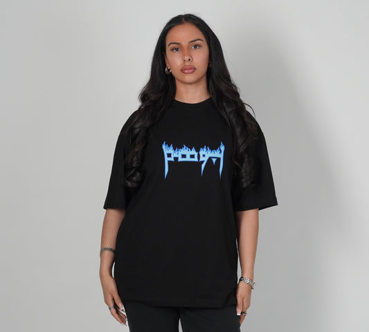 Black Blueflamed Arabic Tee